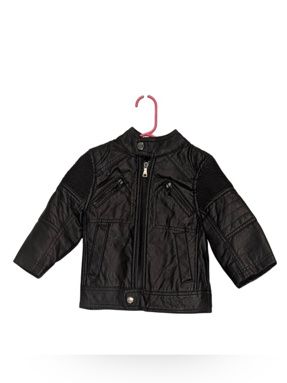 Urban Republic Kids Black Faux Leather Biker Moto Zip Up Jacket Size XS/2T